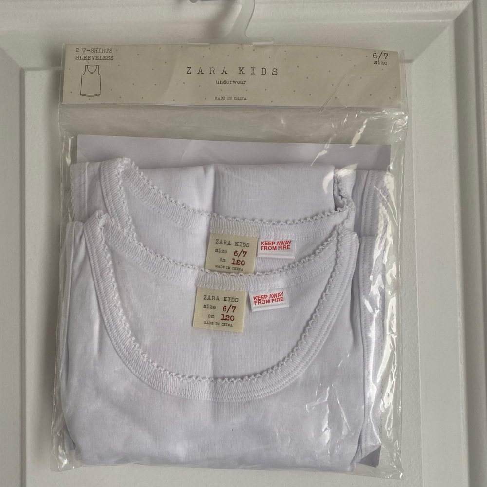 ZARA KIDS Girls’ white sleeveless undershirts